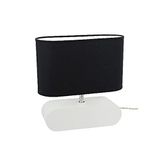 Homemania Bureaulamp Shade vorm – bureau, nachtkastje – zwart, wit, hout, stof 31 x 12 x 30 cm