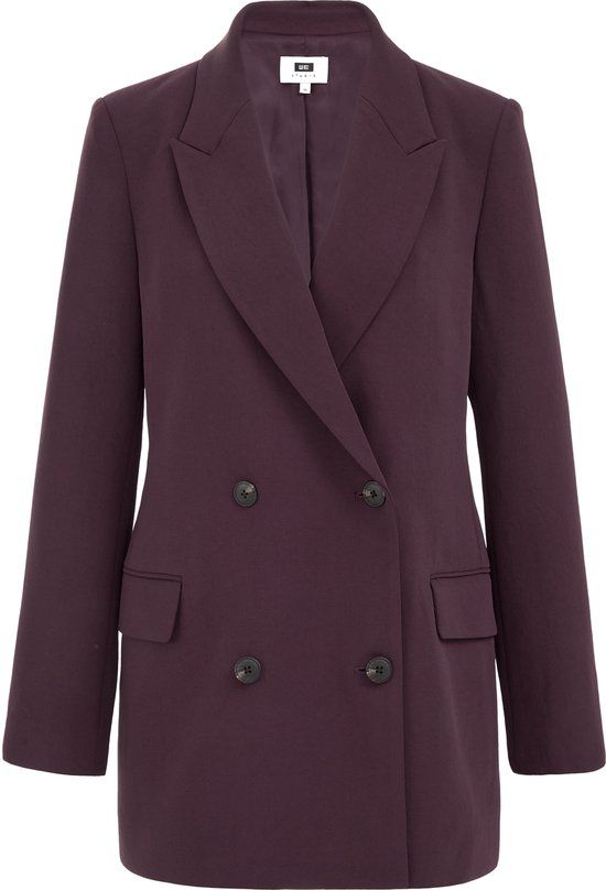 WE Fashion Dames regular fit double-breasted blazer Aubergine maat 36