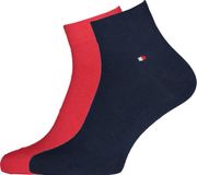 Tommy Hilfiger Quarter Socks (2-pack) - Herensokken Katoen Kort - Rood en Blauw