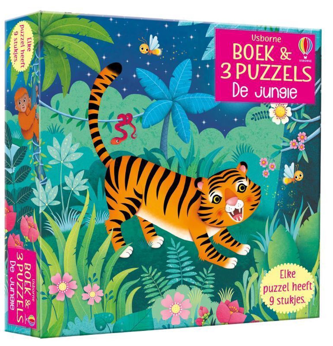 - Boek & 3 Puzzels De jungle