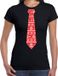 Bellatio Decorations Stropdas Kerst T-shirt Kerstpatroon - Shirt - Dames - Zwart XXL