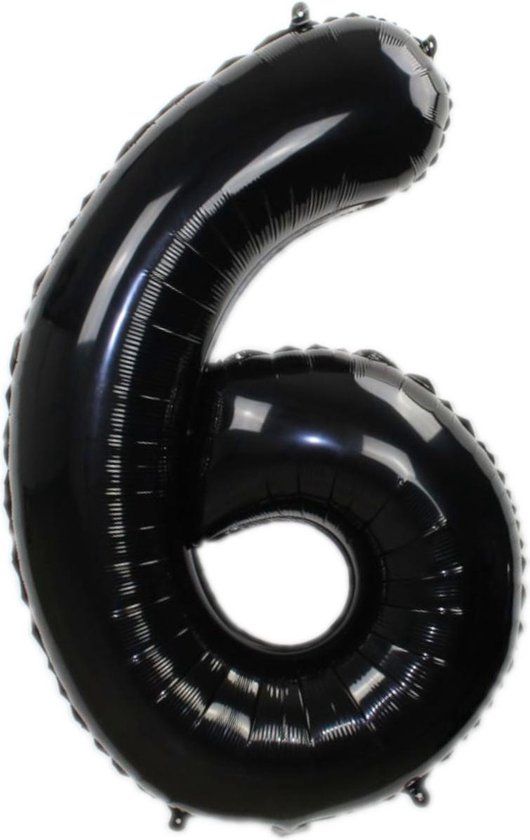 Folie Ballon Cijfer 6 Zwart 86cm - Verjaardag