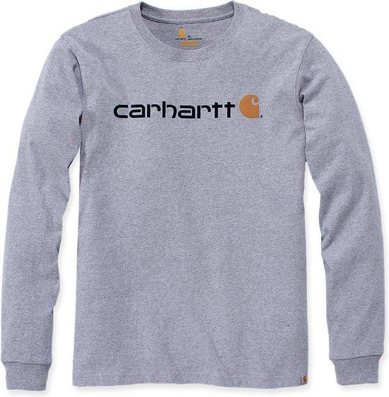 Carhartt 104107 Core Logo Longsleeve T-Shirt - Relaxed Fit - Heather Grey - L