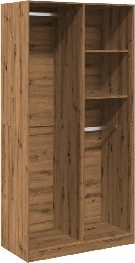 vidaXL Kledingkast - 100x50x200 cm - bewerkt hout - artisanaal eikenkleurig