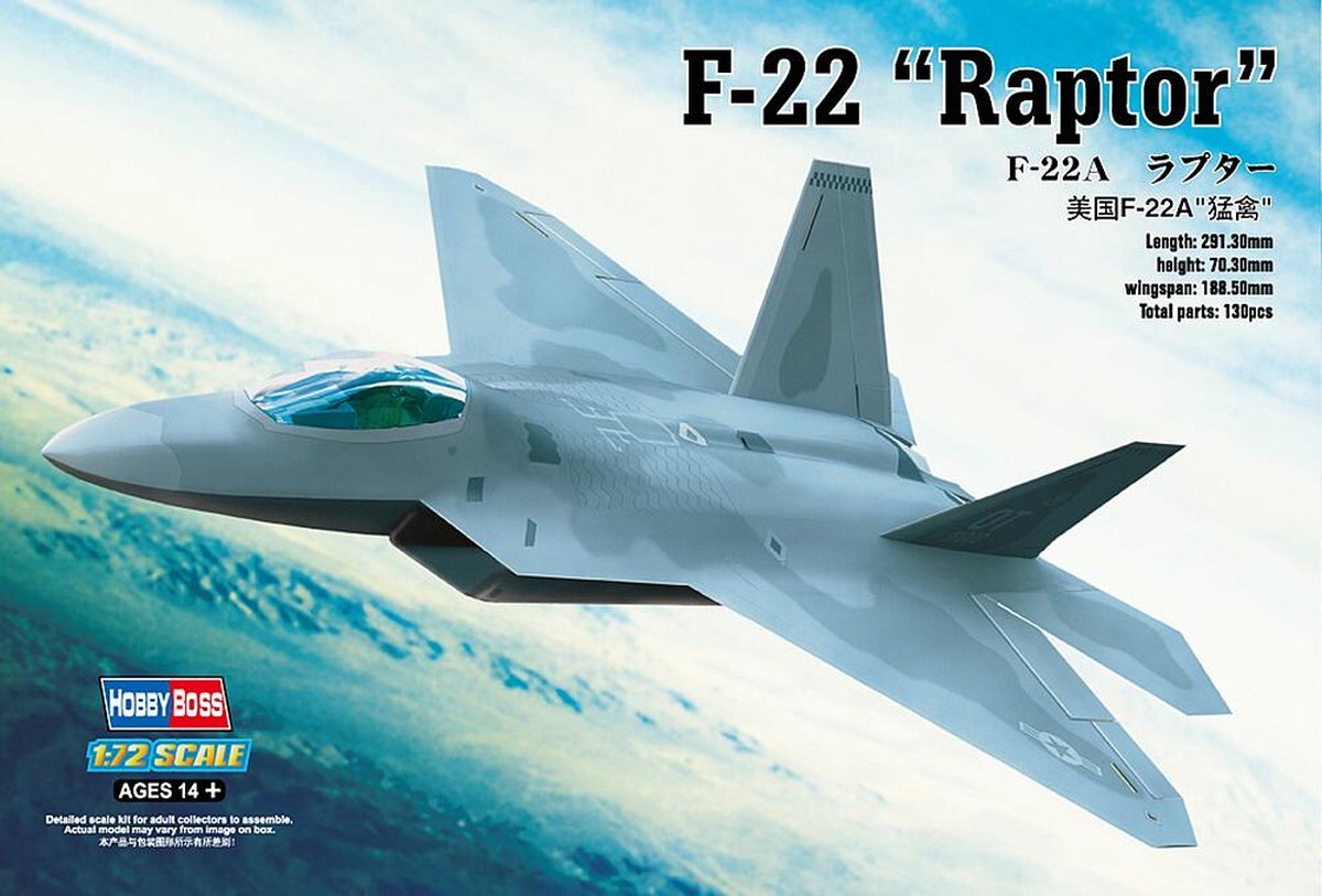 Hobbyboss 1/72 F-22A RAPTOR - modelbouwsets, hobbybouwspeelgoed voor kinderen, modelverf en accessoires