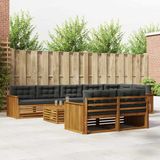vidaXL - Hoek loungeset - 8 zitplekken - Natuurlijk en antraciet - Acacia hout