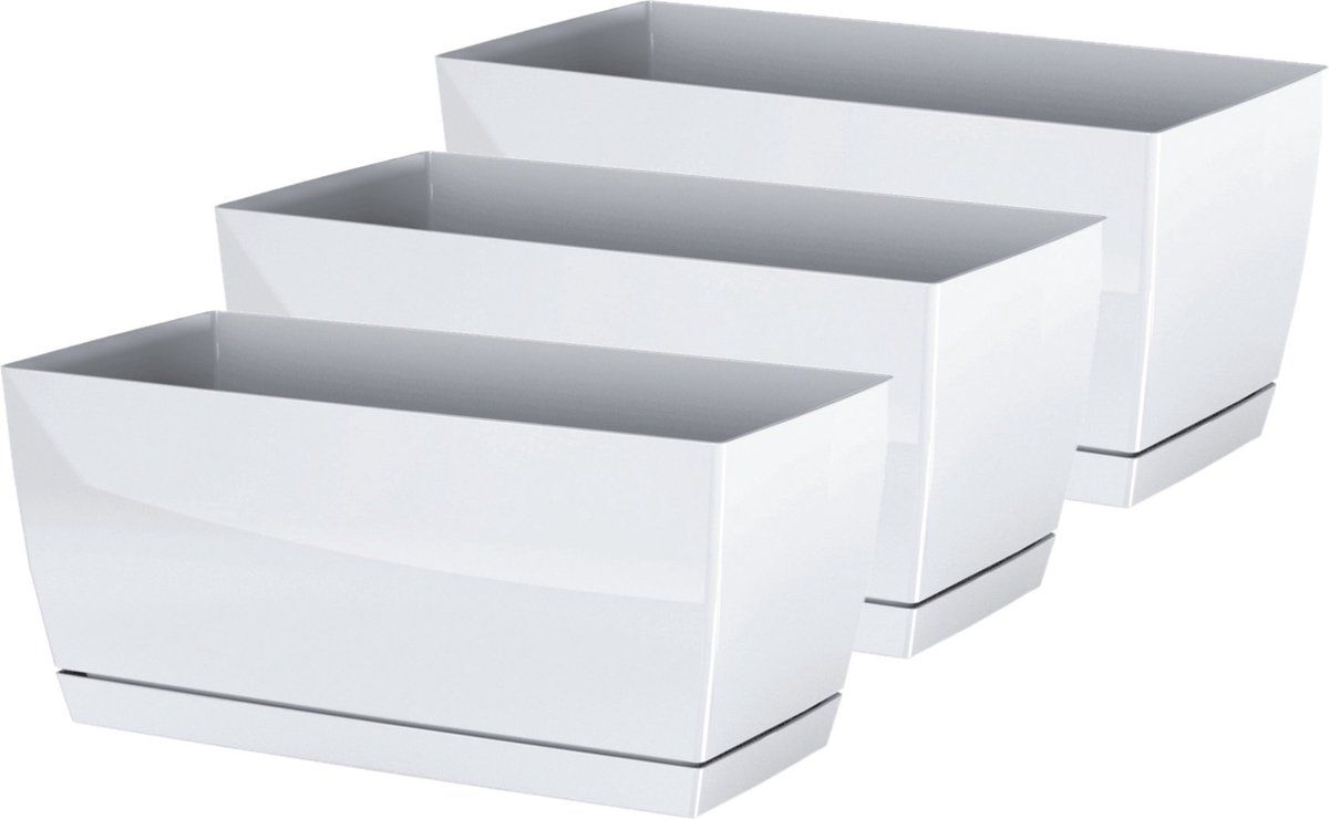 Prosperplast Set van 3x plantenpotten parel wit 24x12x11cm