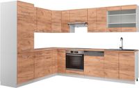 Vicco Hoekkeuken Fame-Line, Goudkleurig Eiken/Wit, 287 x 227 cm, WB Eik