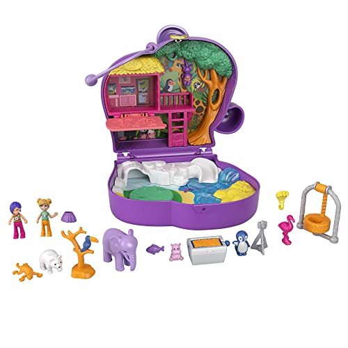 Polly Pocket GTN22 - Olifanten avonturen doos, 2 kleine poppetjes, 5 verrassingen, 13 accessoires, vanaf 4 jaar