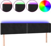 vidaXL Hoofdbord LED - 183x16x78/88 cm - Fluweel - Zwart