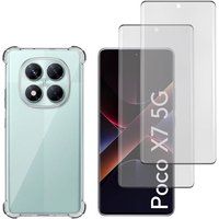 Phonillico® Schokbestendig hoesje voor Xiaomi Poco X7 5G en 2 gehard glazen schermbeschermer