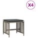 VidaXL Tuinkrukken 4 st met kussens 41x41x36 cm poly rattan grijs