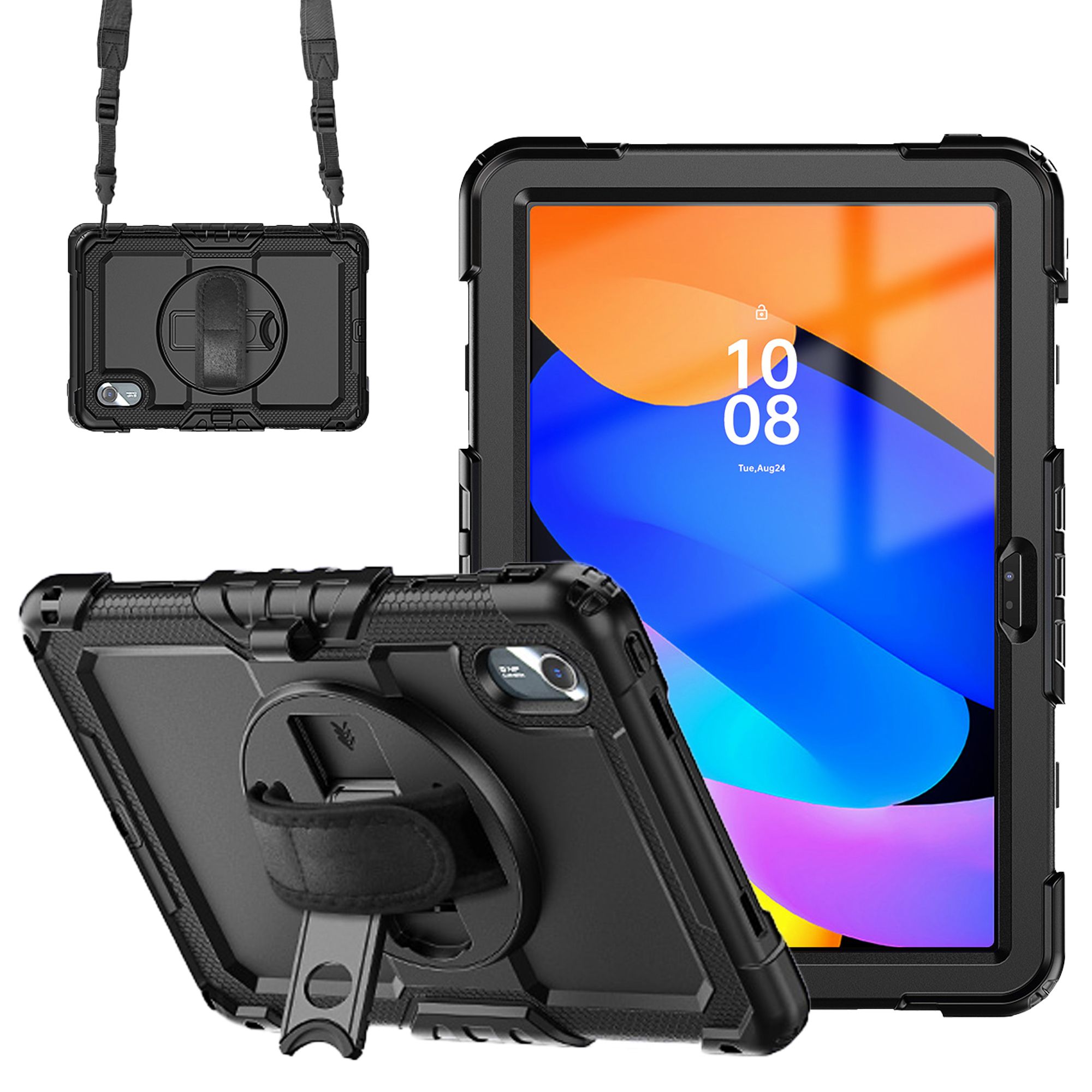 Accezz Rugged Backcover met schouderstrap Lenovo Idea Tab - Zwart