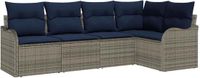 vidaXL Tuinbank Set Grijs Polyrattan