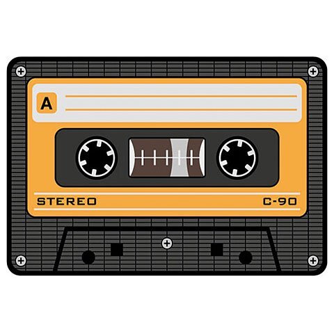 Rockbites Design Z886030 Tape Muismat geel Muziekcassette, meerkleurig, 16 x 24 cm