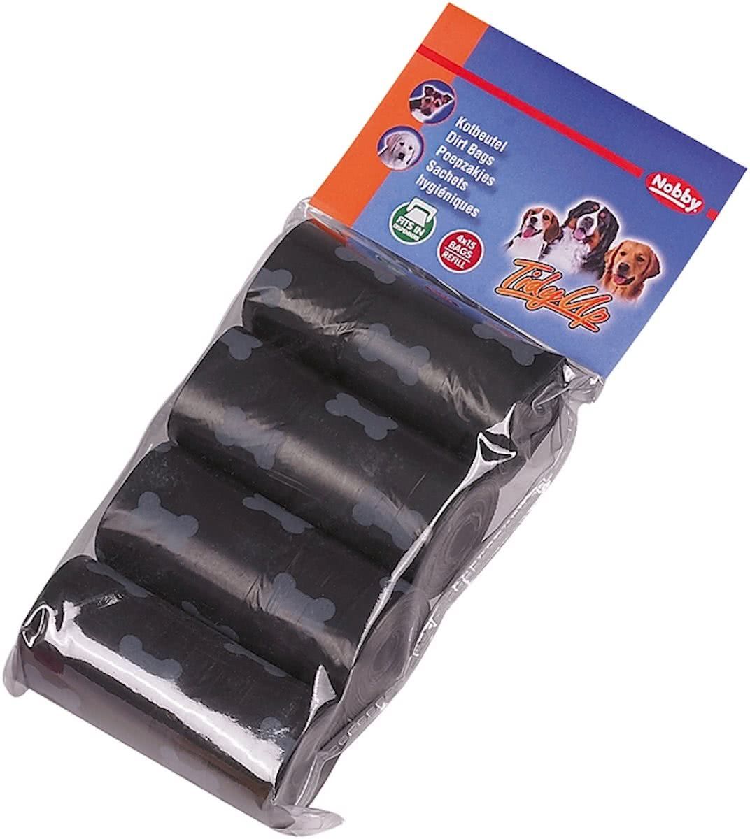 Nobby tidyup poepzakjes met print zwart - 8 rollen X 15 st