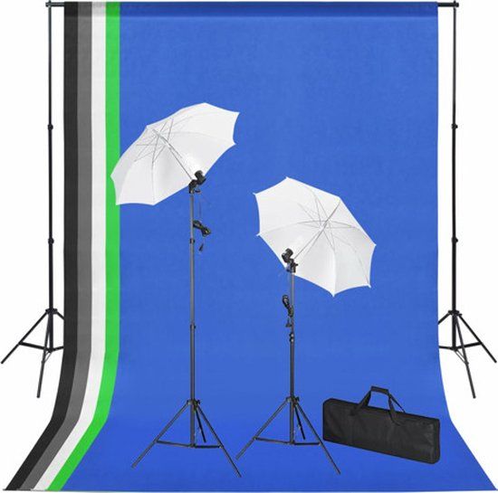 vidaXL Fotostudioset met achtergronden, lampen en paraplu's