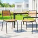 Ensemble de 2 chaises de jardin empilables, bois massif à lattes, structure en acier, 61 x 47 x 81 cm, naturel
