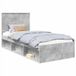 Lit simple Cadre de lit gris béton 100 x 200 cm bois de pin massif