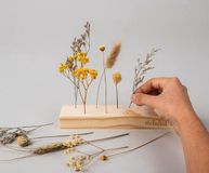Rayher Houten plank met gedroogde bloemen