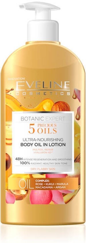 Eveline Cosmetics Botanic Expert 5 Precious Oils Ultra Nourishing Body Oil In Lotion 350ml