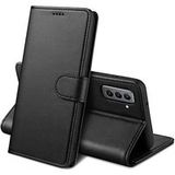 Phonillico® Case voor Samsung S1 FE 5G - Zwart Portemonnee Flap Magnetische flap Kaartopslag