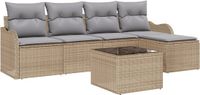 vidaXL Tuinbank Set 5 Zitplaatsen Beige en Lichtgrijs Polyrattan