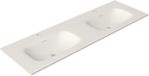 Saniclass Flow Meubelwastafel - 141x46x1.5cm - overloop - 2 wasbakken - 2 kraangaten - solid surface wit mat