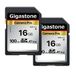 GIGASTONE Camera Pro 16 GB SDHC geheugenkaart pak van 2 tot 100 MB/sec. voor digitale camera's Canon Sony Nikon Olympus, Full HD video-opnames UHS-I U1 V10 Klasse 10