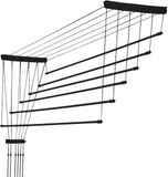 KADAX Plafondwasdroger, wasdroger voor het plafond 6, wanddroger met polyethyleen beklede stalen spijlen, plafonddroger, draagvermogen 12 kg (6x 120/zwart)