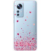 Xiaomi Bedrukt siliconen hoesje compatibel met Xiaomi Mi 12, Xiaomi Mi 12X Confettis de coeurs rose