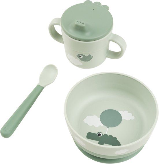 Done by Deer Foodie First Meal Set - Happy Clouds - Green