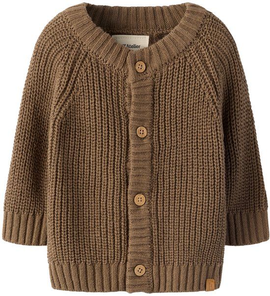 Lil' Atelier Baby gebreid vest Lange mouwen Shitake Maat 56
