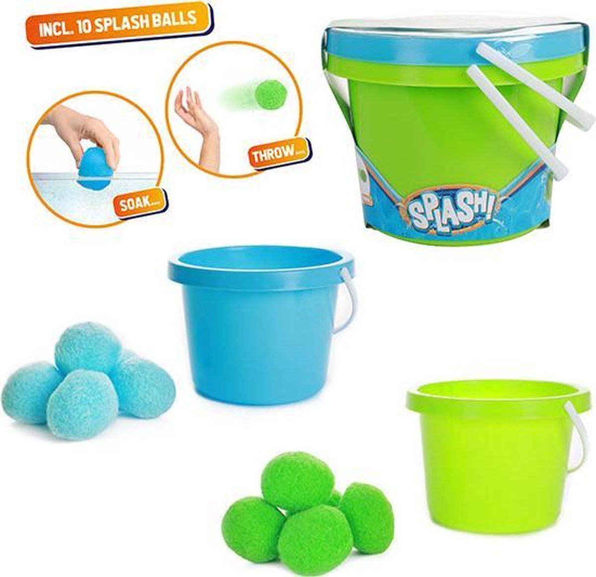 Toi Toys BV SPLASH Super splashballengevecht - 2x emmer + 10x bal