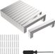 Unyqoos® Lot de 12 poignées de meuble – Argent, entraxe 128 mm, acier inoxydable avec nickel brossé, 140×12×35 mm, vis et matériel de montage inclus pour armoire et tiroir