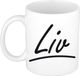 Bellatio Decorations Liv Naam koffiemok - beker - met sierlijke letters - wit