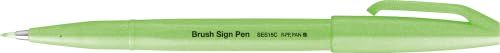 Pentel SES15C-FKX Brush Sign Pen neon-groen, vezelpen, penseelachtige punt, 10 stuks