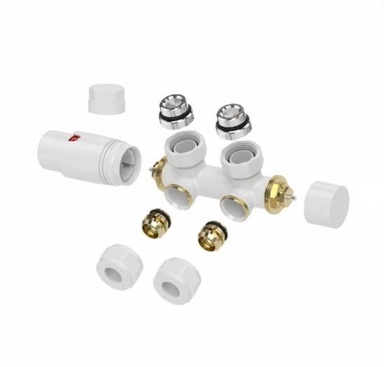 Sanitaironline.nl Wiesbaden Thermostatisch Onderblok Haaks Wit - Messing - 8720365818127