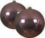 Decoris Kerstbal - 2x stuks - lila paars - groot - D14 cm - kunststof - glans - kerstversiering