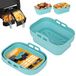 Alyvisun Air Fryer Siliconen Pot, 2 Stuks Airfryer Vormpjes Herbruikbare Mandjes Heteluchtfriteuse Rechthoekig Opvouwbare Tray Basket Liners voor Lucht Frituur, Oven, Magnetron (Blauw)