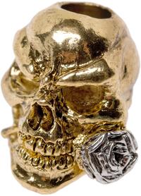 Schmuckatelli Rose Skull Bead - 2-Tone Antique Gold/A.Rhodium