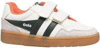Gola Kindertrainers Eagle Strap Unisex Wit Donker Kaki Moody Oranje Gum Synthetisch Textiel Rubber Harde Zool Klittenband Sneakers Maat 35