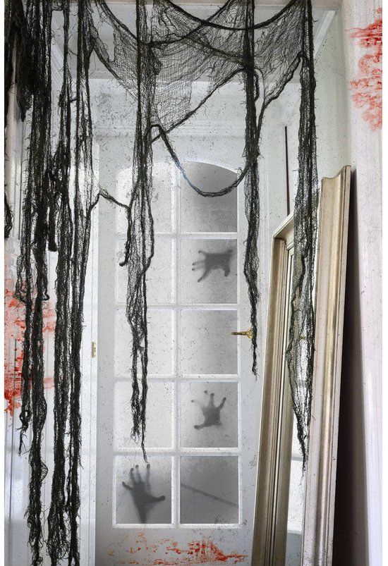 Folat Decoratie Net met Gaten Groen - 4 stuks 35 x 300 cm - Halloween