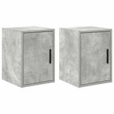 vidaXL Garagewandkasten, 2 stuks, betongrijs, bewerkt hout