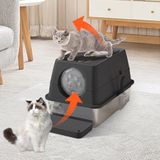 GarveeHome Grote kattenbak van roestvrij staal met deksel
