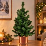 Merkloos / Sans marque Prosperplast Mini kerstboom groen - 75 cm hoog - kunststof pot koper - 81 tips - PVC kunstboom