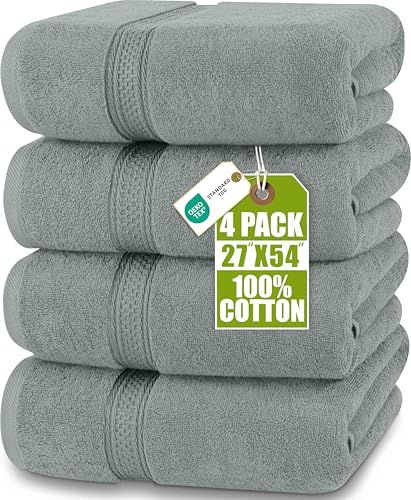 Utopia Towels - Badhanddoekenset, 4-pack - Premium 100% Ring Spun Cotton - Snel droog, zeer absorberend, zacht aanvoelende handdoeken, perfect voor dagelijks gebruik, 69 x 137 cm (Koel Grijs)