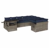 vidaXL 10-delige tuinbankset met kussens, grijs, polyrotan
