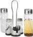 Alessandro vinaigre / huile set bouteilles pour table - 4 pièces - verre - dans support - poivre / sel saupoudreuse - set de table