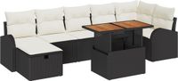 vidaXL Tuinbank Set Zwart Polyrattan